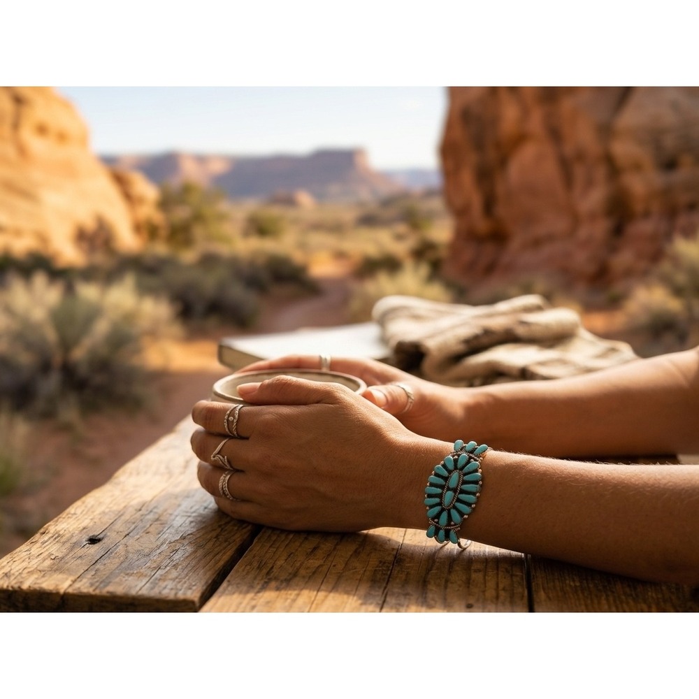 Navajo Blue Turquoise‎ Bracelet by R. WIlliams sz 6.25in Native American Made ** - Picture 6 of 8
